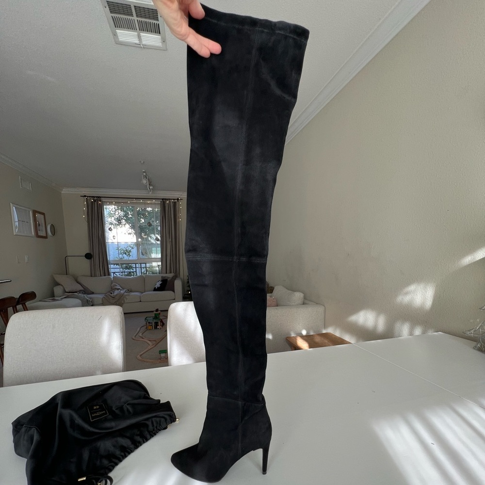 BALMAIN x H&M thing High Over Knee Boots Genuine Suede Size US 7 EUR 38
